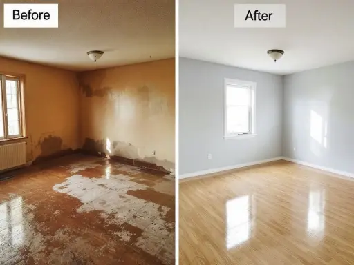 Before and after professional house cleaning results showing a spotless transformation