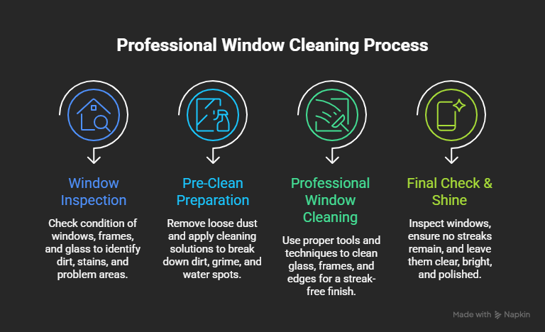 Our Four-Step Professional commerical Cleaning Process illustration