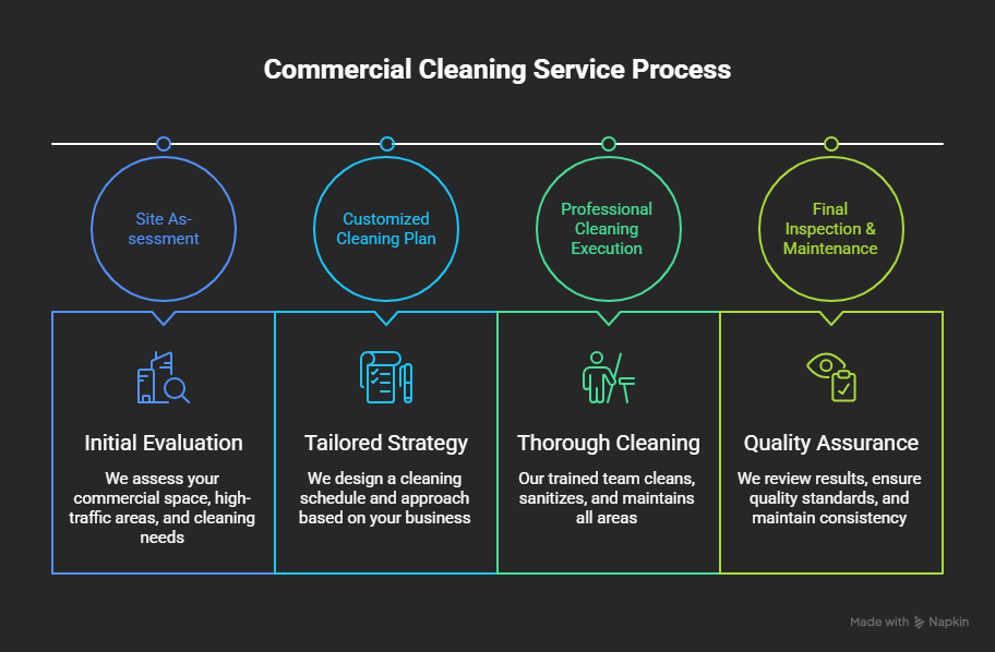 Our Four-Step Professional commerical Cleaning Process illustration